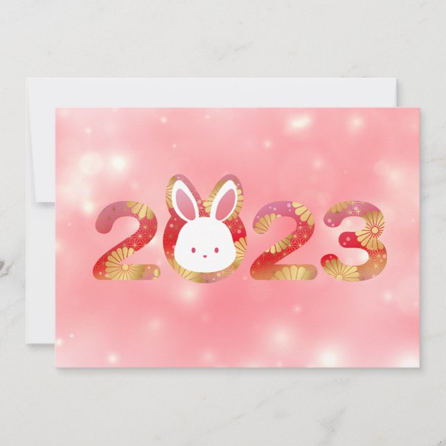Invitación 2023, Año Nuevo Chino, Conejo (Anverso)