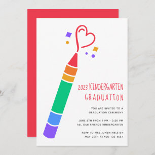Invitación 2023 Crayon Kindergarten Graduation Invitation