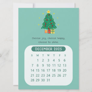 Invitación 2025 Diciembre Kawaii Calendario Motivacional Mens