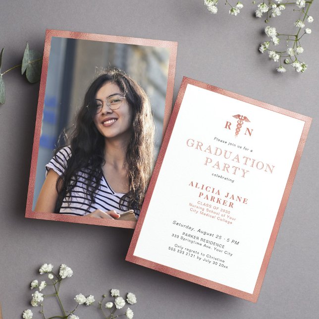 Invitación 2025 rosa falso RN fiesta de graduación de enferme (Subido por el creador)