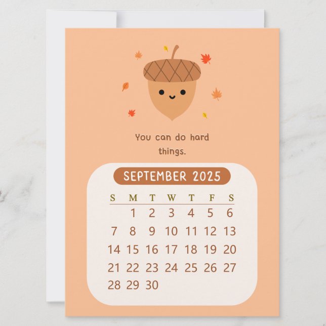 Invitación 2025 Septiembre Mensual Cute Motivational Calendar (Anverso)