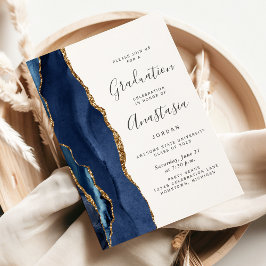 Invitación 2026 Graduación Azul Marino Ágata Dorada