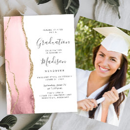 Invitación 2026 Graduación Rosa Dorado Agata Foto