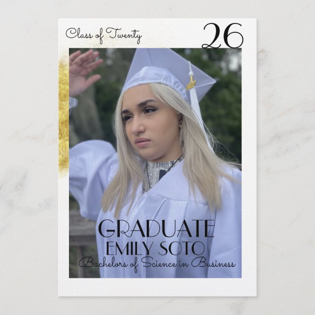 Invitación 2026 Graduation Collage Script Gold Photo (Anverso)