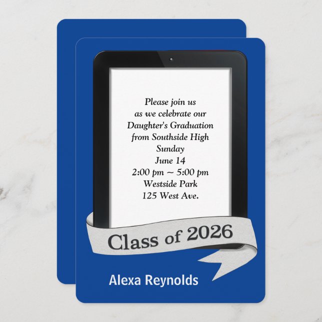 Invitación 2026 Graduation Electronic Tablet Party   (Anverso / Reverso)