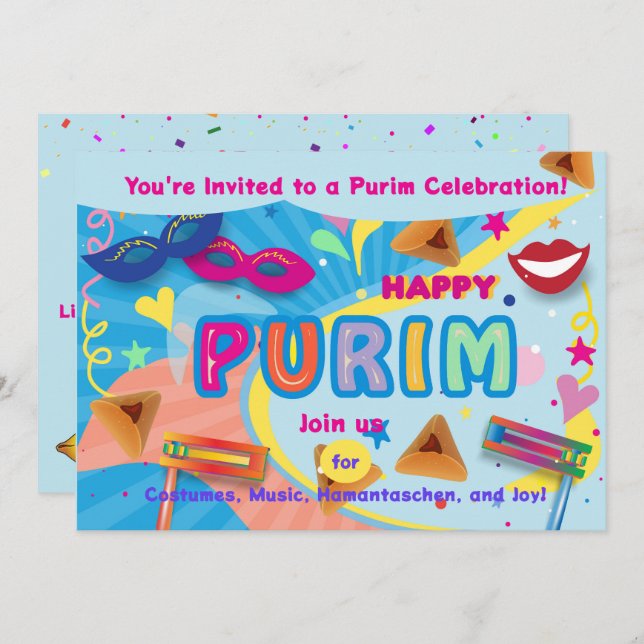 Invitación 2026 Happy Purim Festival (Anverso / Reverso)