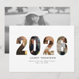 Invitación 2026 Typography 4 Image Graduation Announcement