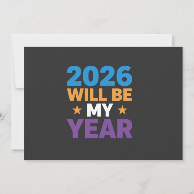 Invitación 2026 Will Be My Year Inspirational New Beginnings (Anverso)