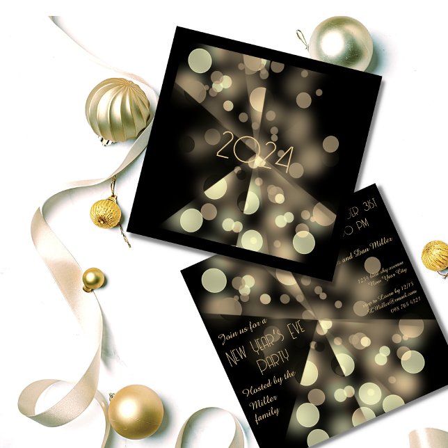 Invitación 202x Fiesta de Año Nuevo con burbujas de oro (Subido por el creador)