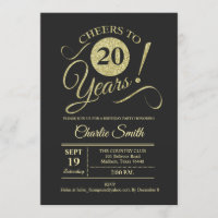 20.ª fiesta de cumpleaños - Chalkboard Gold