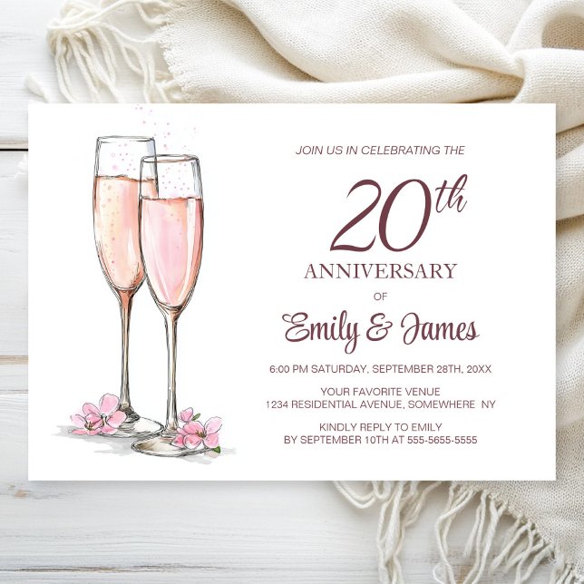 Invitación 20.º Aniversario Boda Champagne (Subido por el creador)