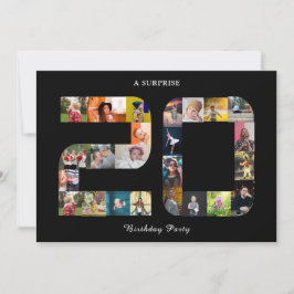Invitación 20.º Collage de fotos de la fiesta de cumpleaños b