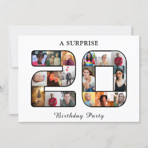 Invitación 20.º Collage de fotos de la fiesta de cumpleaños b