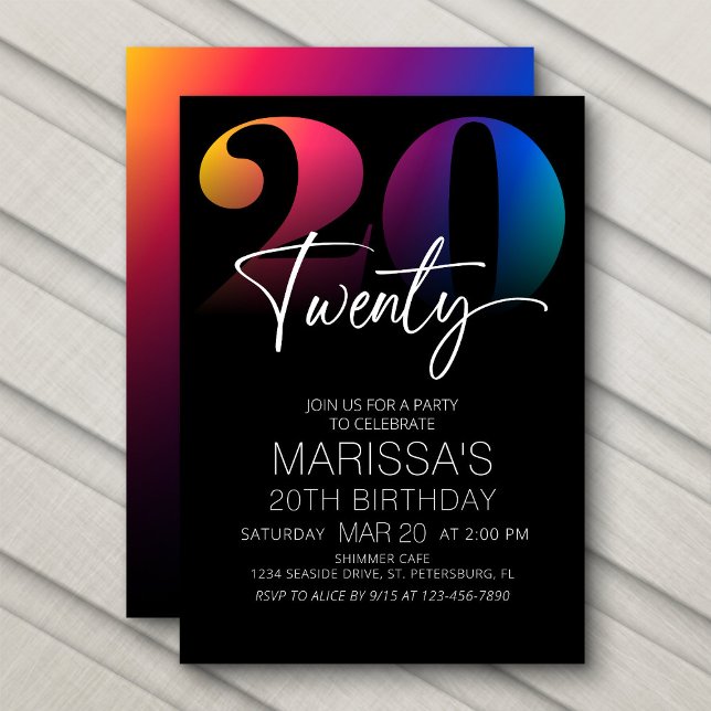 Invitación 20.º cumpleaños moderno (Subido por el creador)