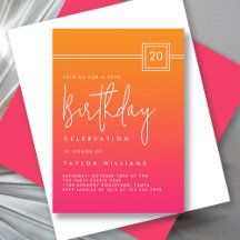 20.º Cumpleaños Negrita Naranja Rosa Caliente Simp