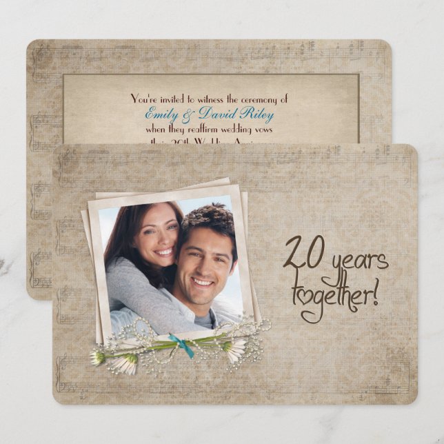 Invitación 20° Aniversario Boda de Renovación del Voto (Anverso / Reverso)