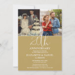 Invitación 20° Aniversario Boda Entonces Y Ahora 2 Foto<br><div class="desc">Una elegante invitación al aniversario del 20 boda,  con 2 fotos especiales y tipografía elegante sobre un fondo dorado. Diseñado por Thisisnotme©</div>