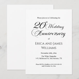 Invitación 20° Aniversario de Boda de China Elegante guión