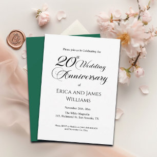 Invitación 20° Aniversario de Boda de China Elegante guión