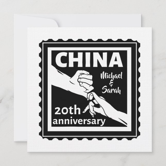 Invitación 20° aniversario del boda China tradicional (Anverso)