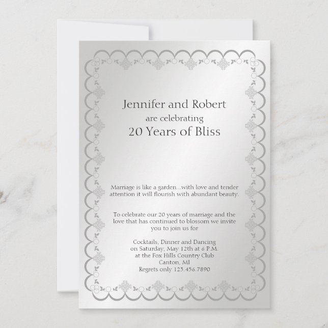 Invitación 20° Aniversario del Boda Platino (Anverso)