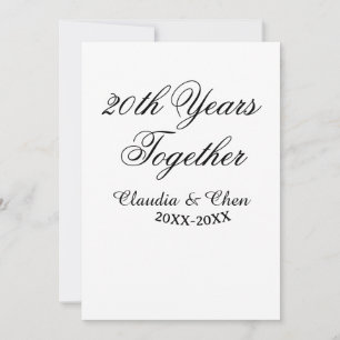 Invitación 20 años juntos aniversario nombre fecha año sim