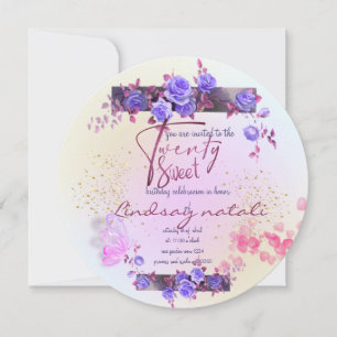 Invitación 20 cumpleaños con rosas personalizada