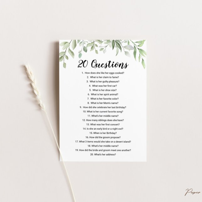 Invitación 20 preguntas sobre el juego de la ducha de novia (Subido por el creador)