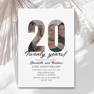 Invitación 20th Anniversary with Photo Minimalist