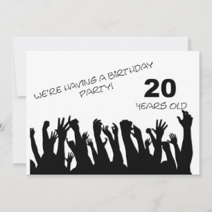 Invitación 20th party invitation with cheering crowds