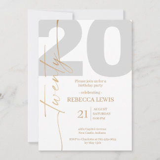 Invitación 20th Twentieth Birthday Modern Twenty Party 