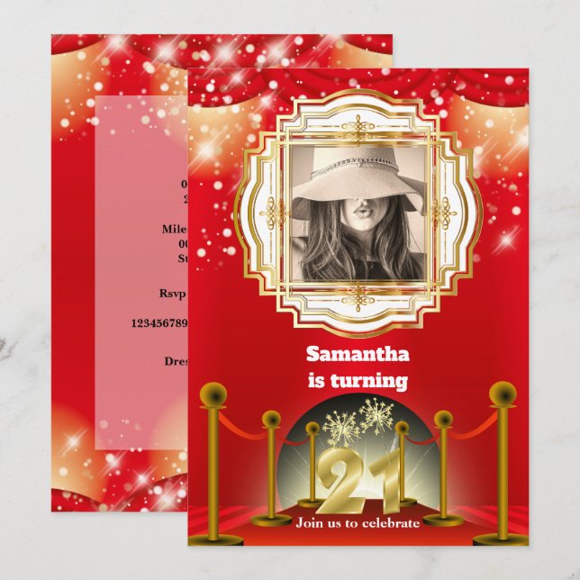 Invitación 21ª alfombra roja Hollywood VIP fiesta de fotograf (Anverso / Reverso)