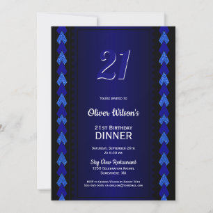 Invitación 21ª cena de cumpleaños Fiesta negro y azul