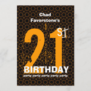 Invitación 21ª fiesta de cumpleaños moderna Gold y Black W179