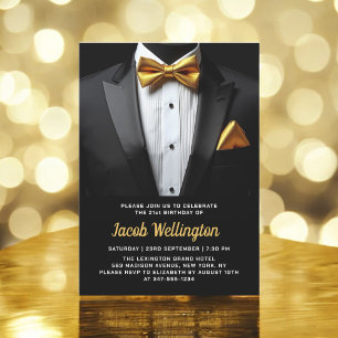 Invitación 21ª Jornada de cumpleaños de Black and Gold Tuxedo
