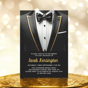 Invitación 21ª Jornada de cumpleaños de Black and Gold Tuxedo