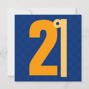 Invitación 21º cumpleaños números gigantes azul y oro W1128