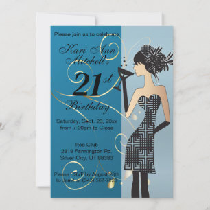 Invitación 21.ª Bash de cumpleaños para adultos - Color de fo