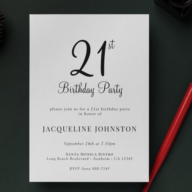 Invitación 21.ª caligrafía elegante y moderna (Subido por el creador)