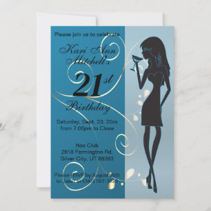Invitación 21.ª Chica de cumpleaños para adultos - Azul