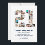 Invitación 21.ª Collage de fotos número de cumpleaños 21<br><div class="desc">Celebra el memorable cumpleaños 21 con esta linda invitación. Es una invitación de collage de fotos personalizada que te permite crear un diseño verdaderamente único y memorable. Esta plantilla de personalizable te permite insertar tus propias fotos preciadas, capturando los momentos preciados de tu vida. Esta invitación es perfecta para conmemorar...</div>
