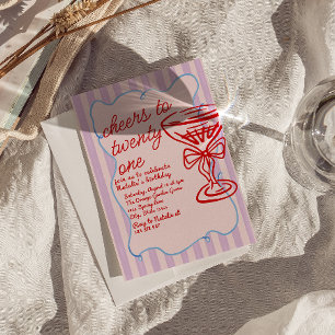 Invitación 21.ª Cristal De Champagne De Mano Rosa Roja