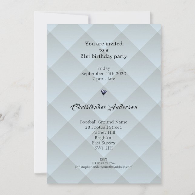 Invitación 21.ª Faux Folds Blue Light (Reverso)