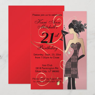 Invitación 21.ª Fiesta Bash de cumpleaños - Rojo