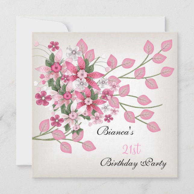 Invitación 21.ª Fiesta Bonito Floral Rosa (Anverso)