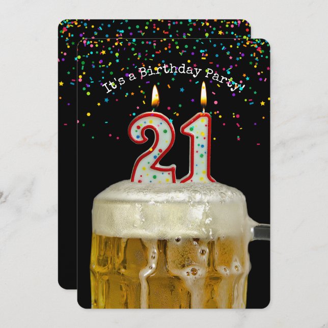 Invitación 21.ª Fiesta de Cervezas de Cumpleaños (Anverso / Reverso)
