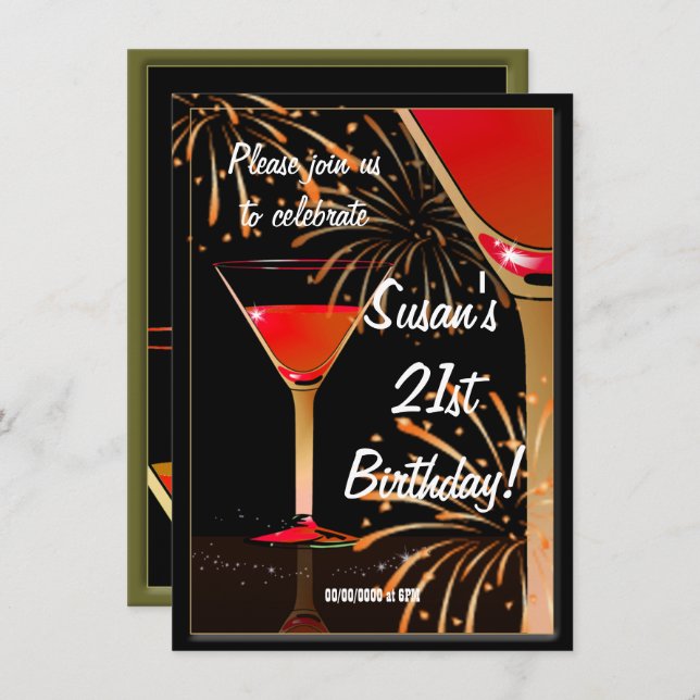 Invitación 21.ª Fiesta de cócteles Martini (Anverso / Reverso)