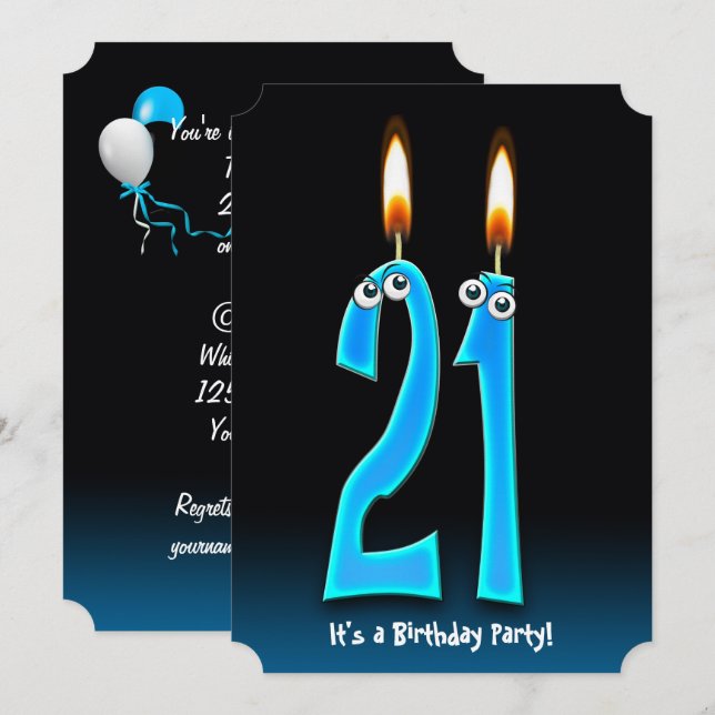 Invitación 21.ª Fiesta de cumpleaños con ojos (Anverso / Reverso)