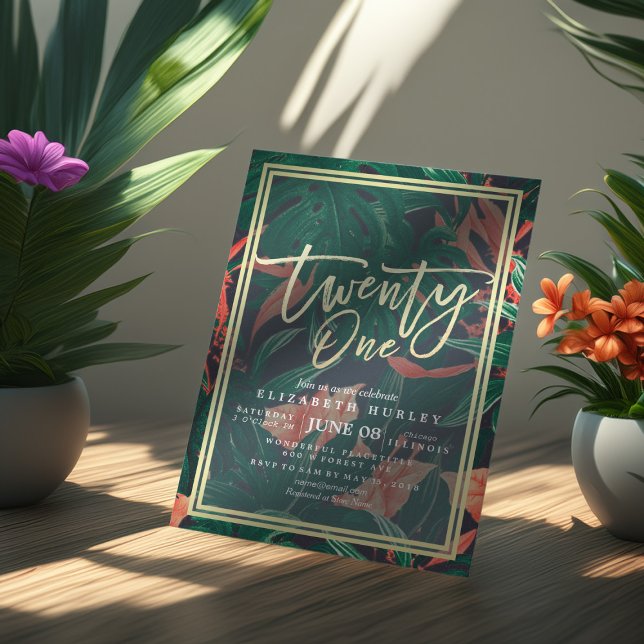 Invitación 21.ª Fiesta de cumpleaños Flores tropicales (Subido por el creador)