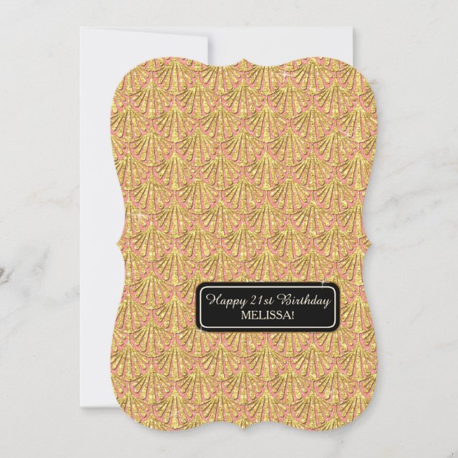 Invitación 21.ª Fiesta de cumpleaños Glam Great Gatsby Style (Anverso)